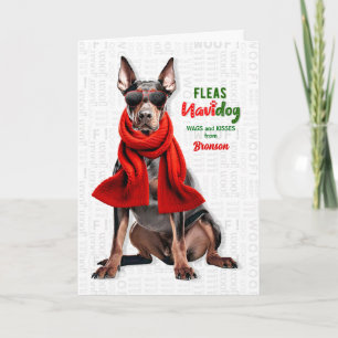Dobermann Hund Roliga Loppis Navidog med Namn Helgkort