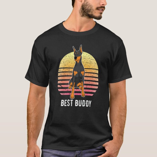 Dobermann Hund Solnedgång  1 T Shirt (Framsida)