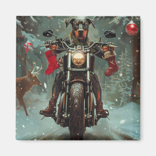 Dobermann hund som kör motorcykel jul magnet