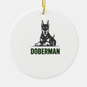 Dobermann Hund Vektor 2 Färger Julgransprydnad Keramik