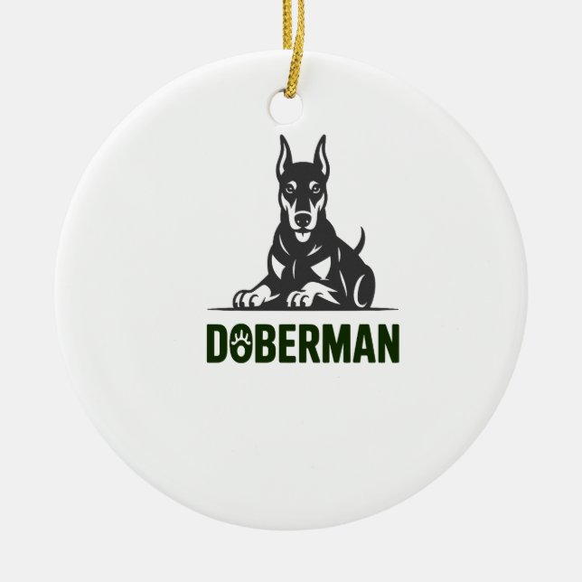 Dobermann Hund Vektor 2 Färger Julgransprydnad Keramik (Framsidan)