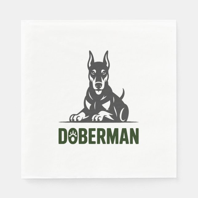 Dobermann Hund Vektor 2 Färger Pappersservett (Framsidan)