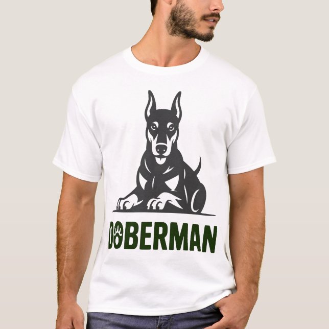 Dobermann Hund Vektor 2 Färger T Shirt (Framsida)