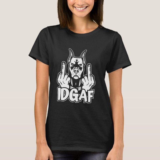 Dobermann - Hundras Husdjur Idgaf T Shirt (Framsida)