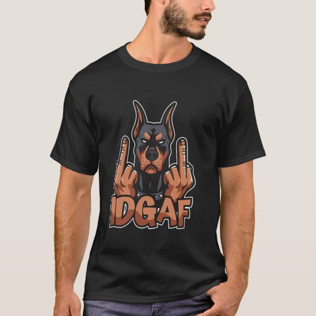 Dobermann - Hundras Idgaf T Shirt (Framsida)