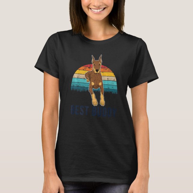 Dobermann Hundras Premium T Shirt (Framsida)