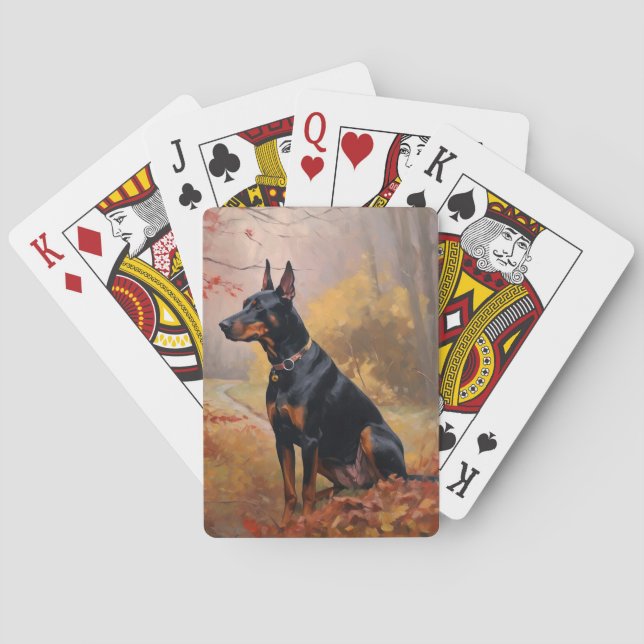 Dobermann i höstlöv Fall Inspire Casinokort (Baksidan)