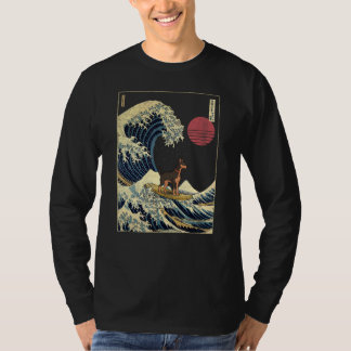 Dobermann Japansk Kanagawa Wave-Hund för Surfa T Shirt