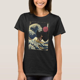 Dobermann Japansk Kanagawa Wave-Hund för Surfa T Shirt