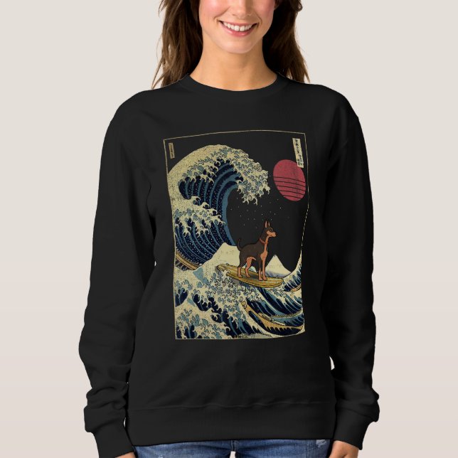 Dobermann Japansk Kanagawa Wave-Hund för Surfa T Shirt (Framsida)