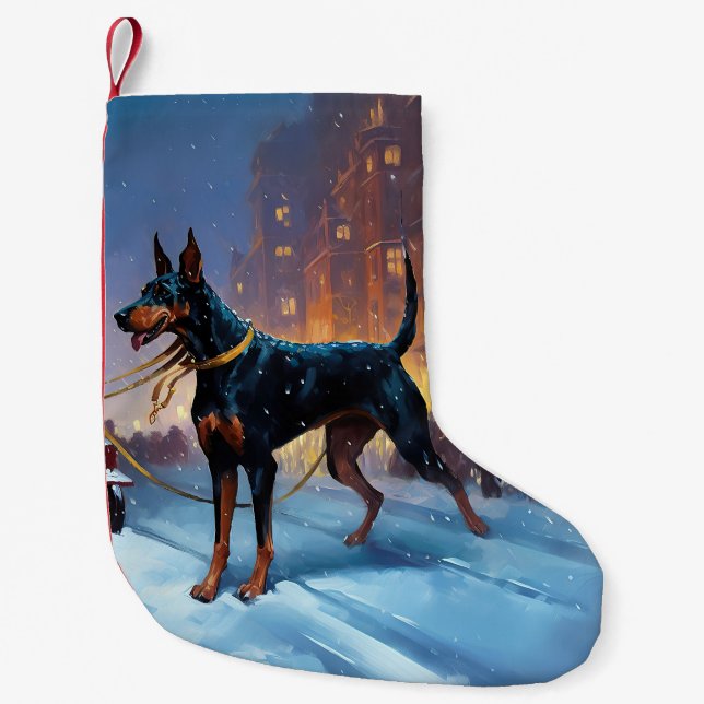 Dobermann Jul Firande Säsong Liten Julstrumpa (Framsidan)