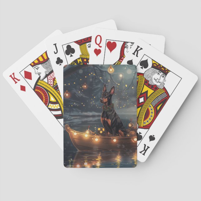 Dobermann Julfestlig resa Casinokort (Baksidan)