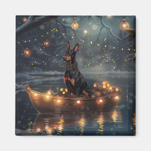 Dobermann Julfestlig resa Magnet