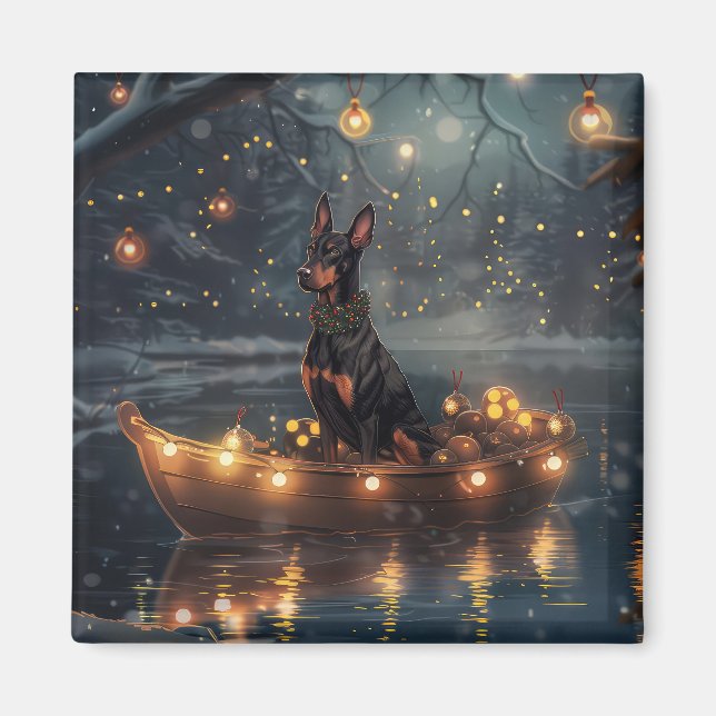 Dobermann Julfestlig resa Magnet (Framsidan)