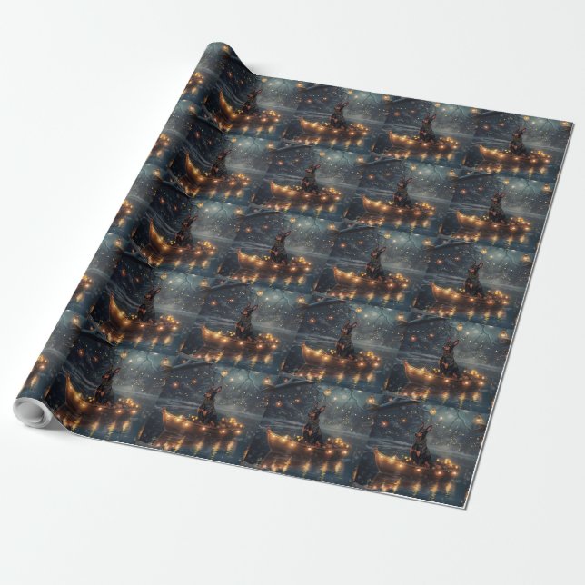 Dobermann Julfestlig resa Presentpapper (Utrullad)
