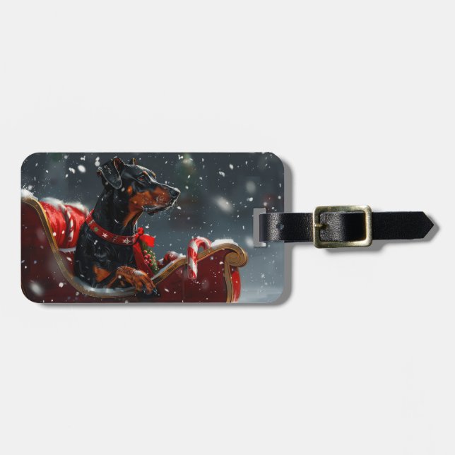 Dobermann Julfirande Bagagebricka (Horisontell Framsida)