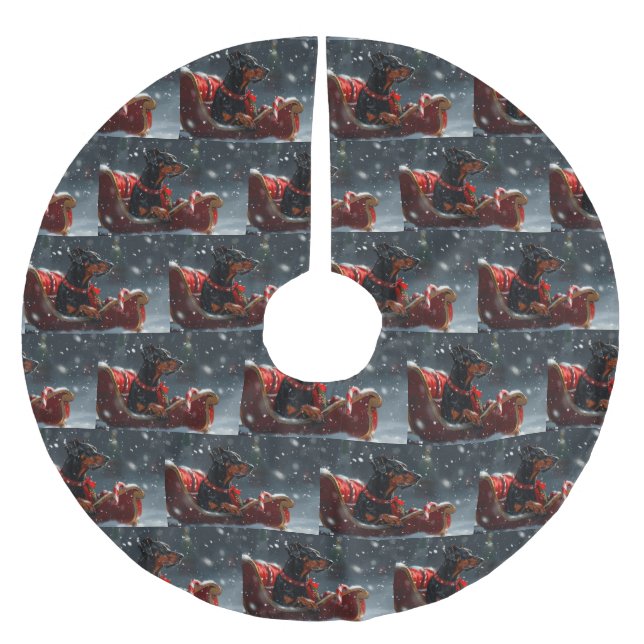 Dobermann Julfirande Julgransmatta Borstad Polyester (Framsidan)