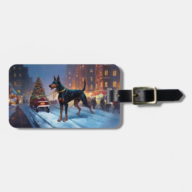 Dobermann Julfirande Säsong Bagagebricka (Horisontell Framsida)