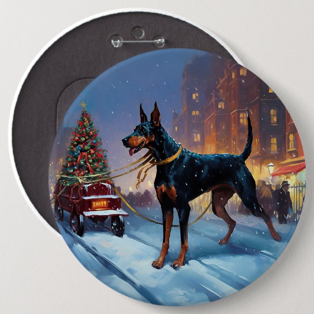 Dobermann Julhögtider Knapp (Framsida & baksida)