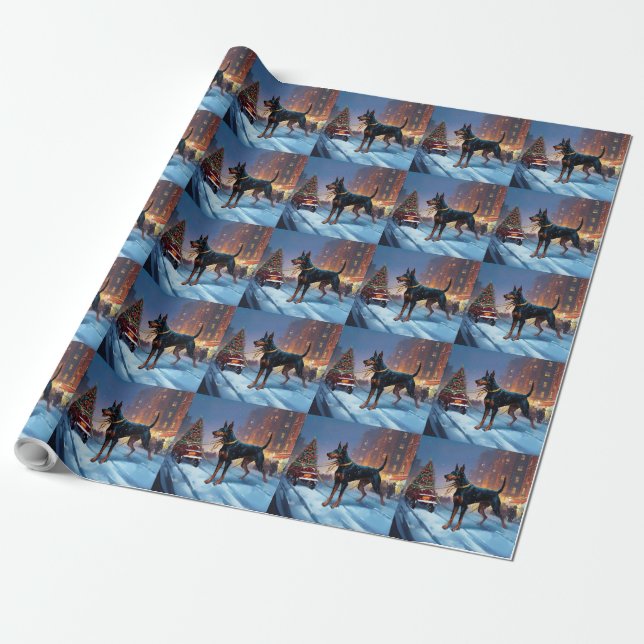Dobermann Julhögtider Presentpapper (Utrullad)