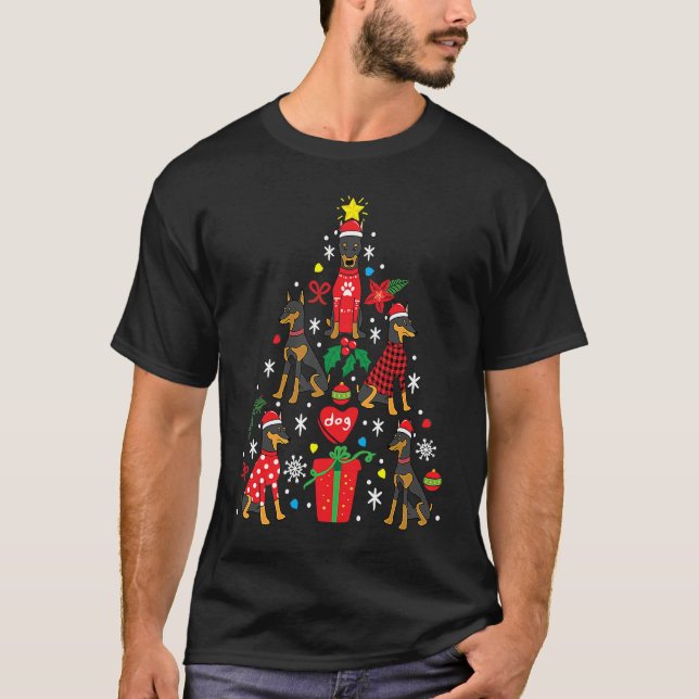 Dobermann K9-enhet jul Hund T Shirt (Framsida)