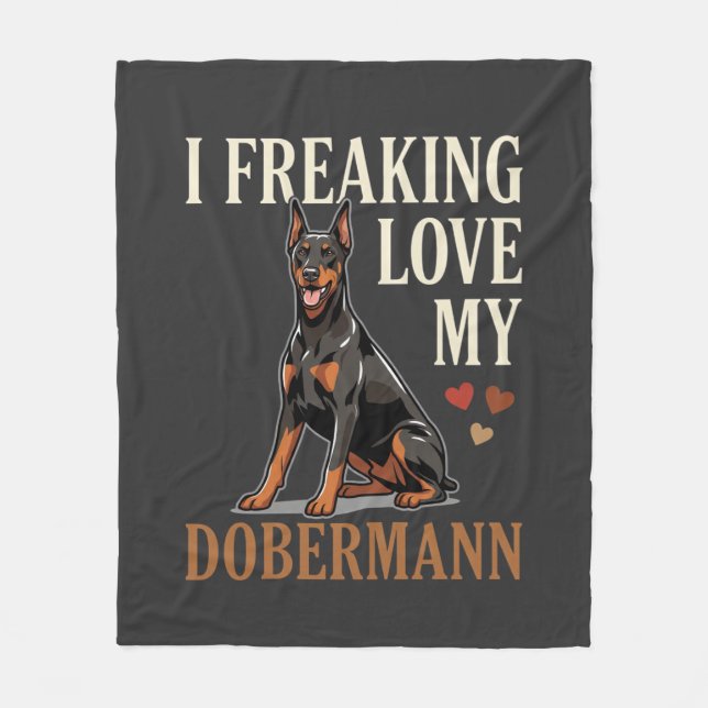 Dobermann Kärlek Hundälskare Fleecefilt (Framsidan)