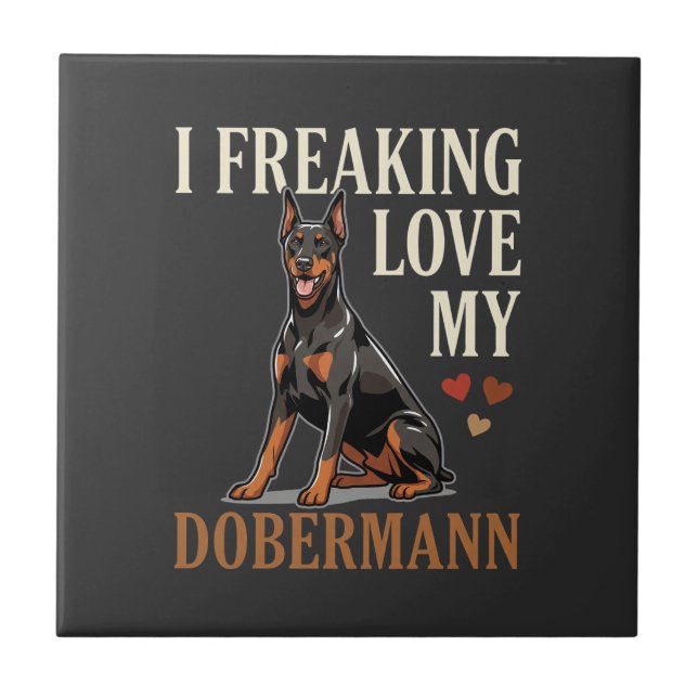 Dobermann Kärlek Hundälskare Kakelplatta (Framsidan)
