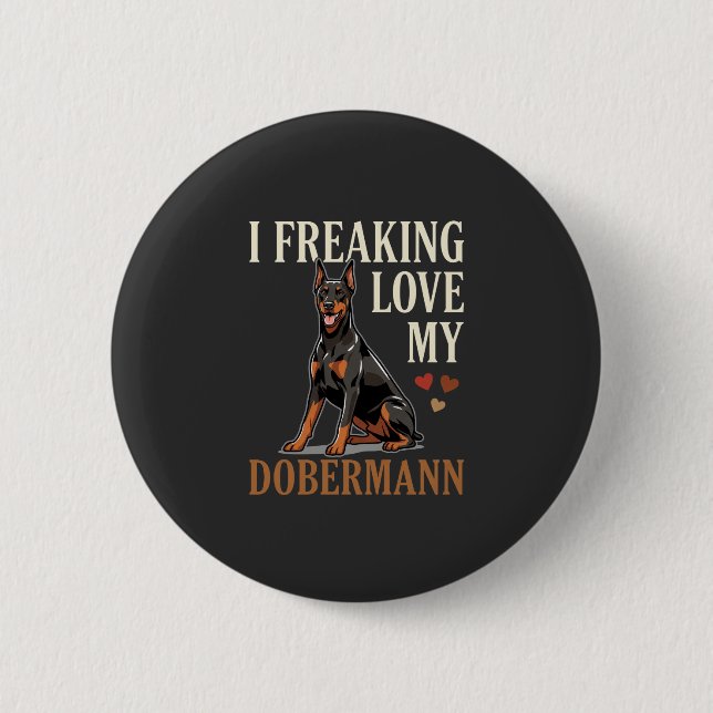 Dobermann Kärlek Hundälskare Knapp (Framsida)