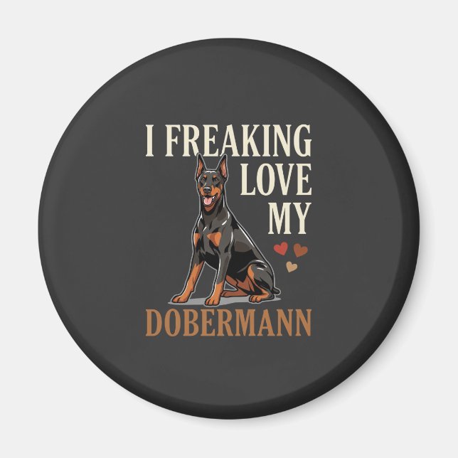 Dobermann Kärlek Hundälskare Magnet (Framsidan)