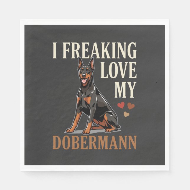 Dobermann Kärlek Hundälskare Pappersservett (Framsidan)