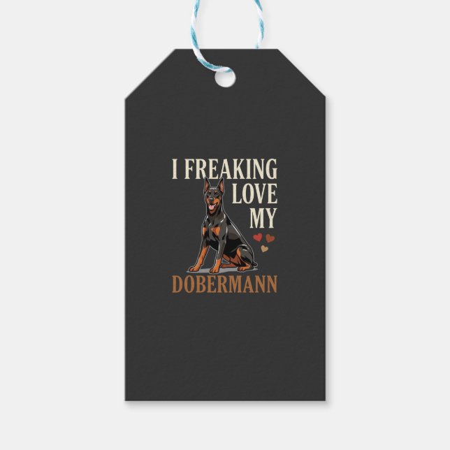 Dobermann Kärlek Hundälskare Presentetikett (Framsidan)