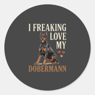 Dobermann Kärlek Hundälskare Runt Klistermärke