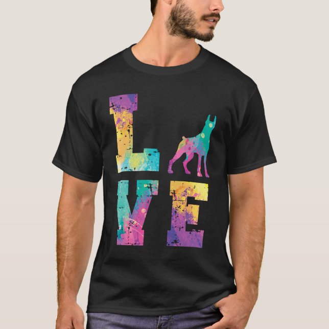 Dobermann Kärlek T Shirt (Framsida)