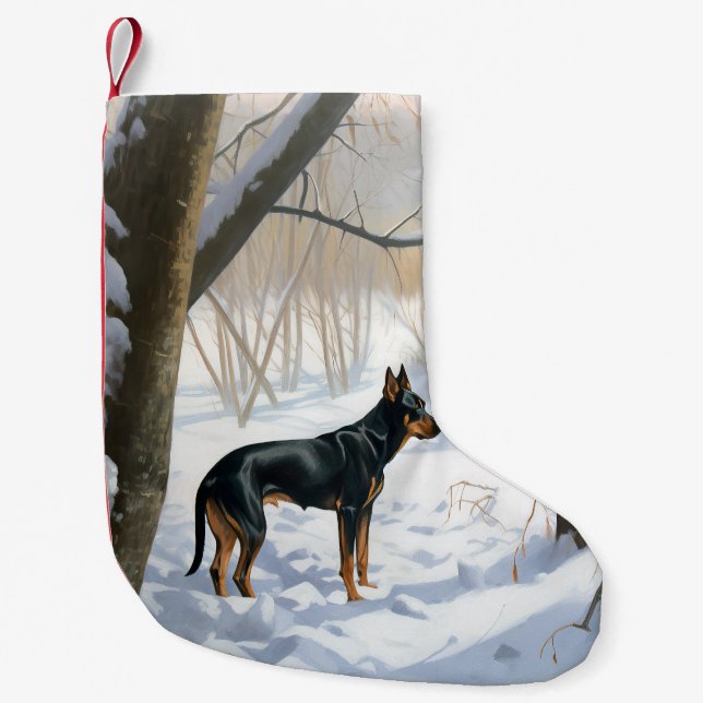 Dobermann Let It Snow Jul Liten Julstrumpa (Framsidan)