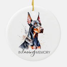 Dobermann minnesvattenfärg jul julgransprydnad keramik