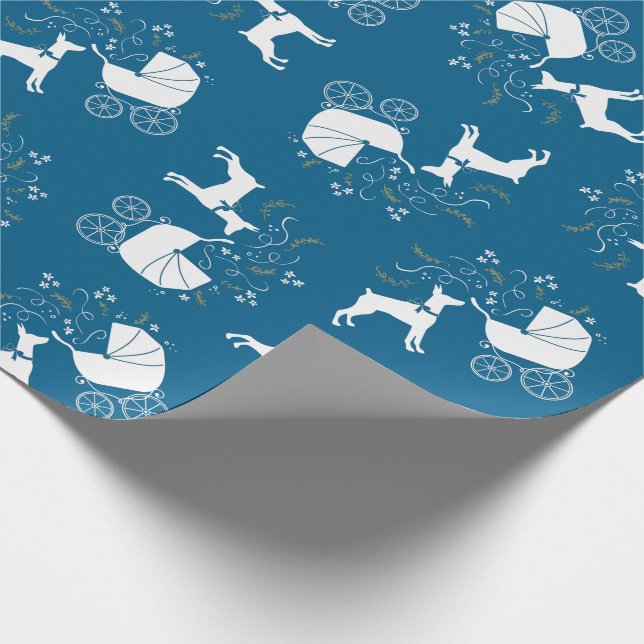 Dobermann Pinscher Baby Shower Presentpapper (Hörn)
