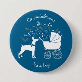 Dobermann Pinscher Baby Shower Puppy Hund Dobie Knapp