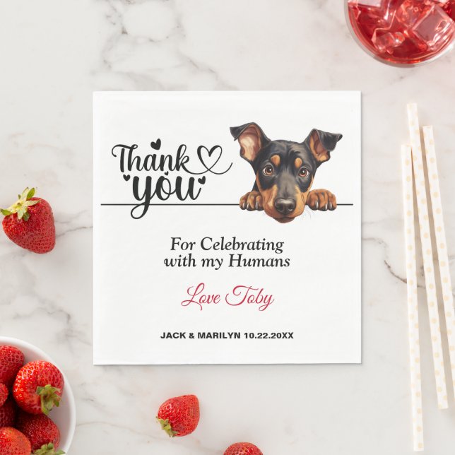 Dobermann Pinscher Bröllop Tack Pappersservett (Insitu)