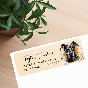 Dobermann Pinscher Hund Returadressetikett Returadress Etikett