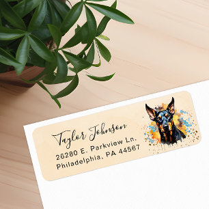 Dobermann Pinscher Hund Returadressetikett Returadress Etikett