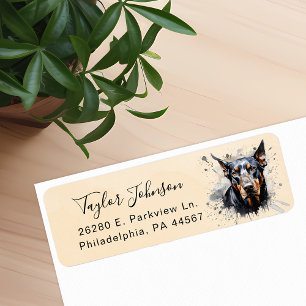 Dobermann Pinscher Hund Returadressetikett Returadress Etikett