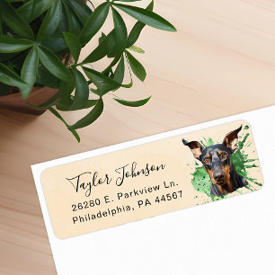 Dobermann Pinscher Hund Returadressetikett Returadress Etikett