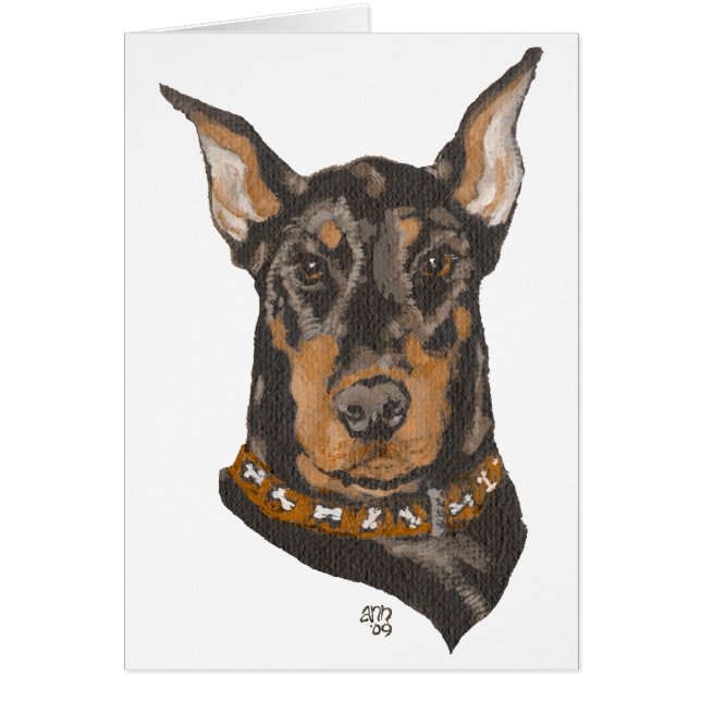 Dobermann Pinscher Huvudstudie Hälsningskort (Framsidan)