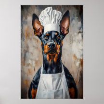 Dobermann Pinscher i kockhatt Affisch, Rolig Husdj