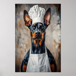 Dobermann Pinscher i kockhatt Affisch, Rolig Husdj Poster