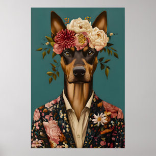 Dobermann Pinscher i kostymaffisch, Dobermann Poster