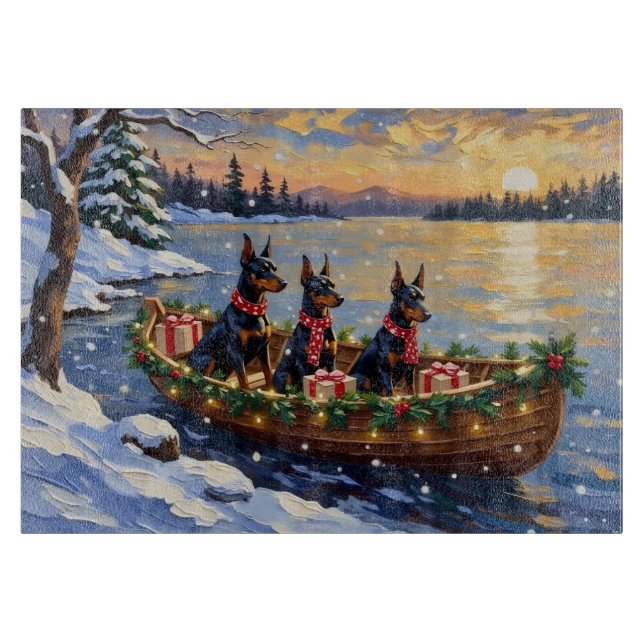 Dobermann Pinscher Jul Båt Högtid (Framsidan)