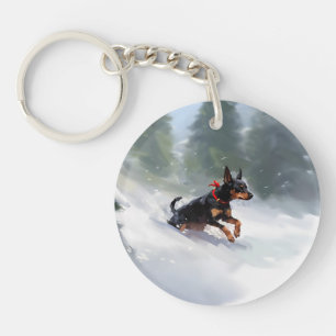 Dobermann Pinscher jul snö vinter
