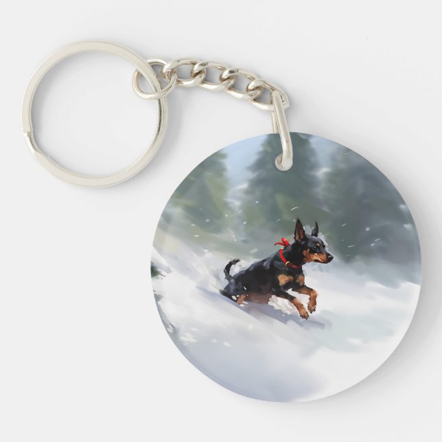 Dobermann Pinscher jul snö vinter (Framsidan)
