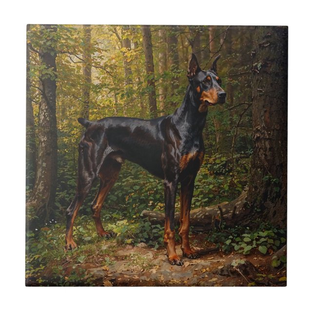 Dobermann Pinscher Kakelplatta (Framsidan)